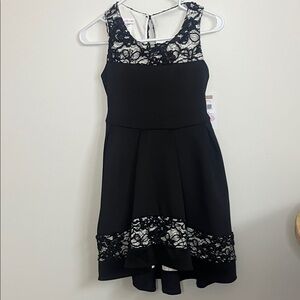 Bonnie Jean Elegant Black and White Lace Pleated Dress